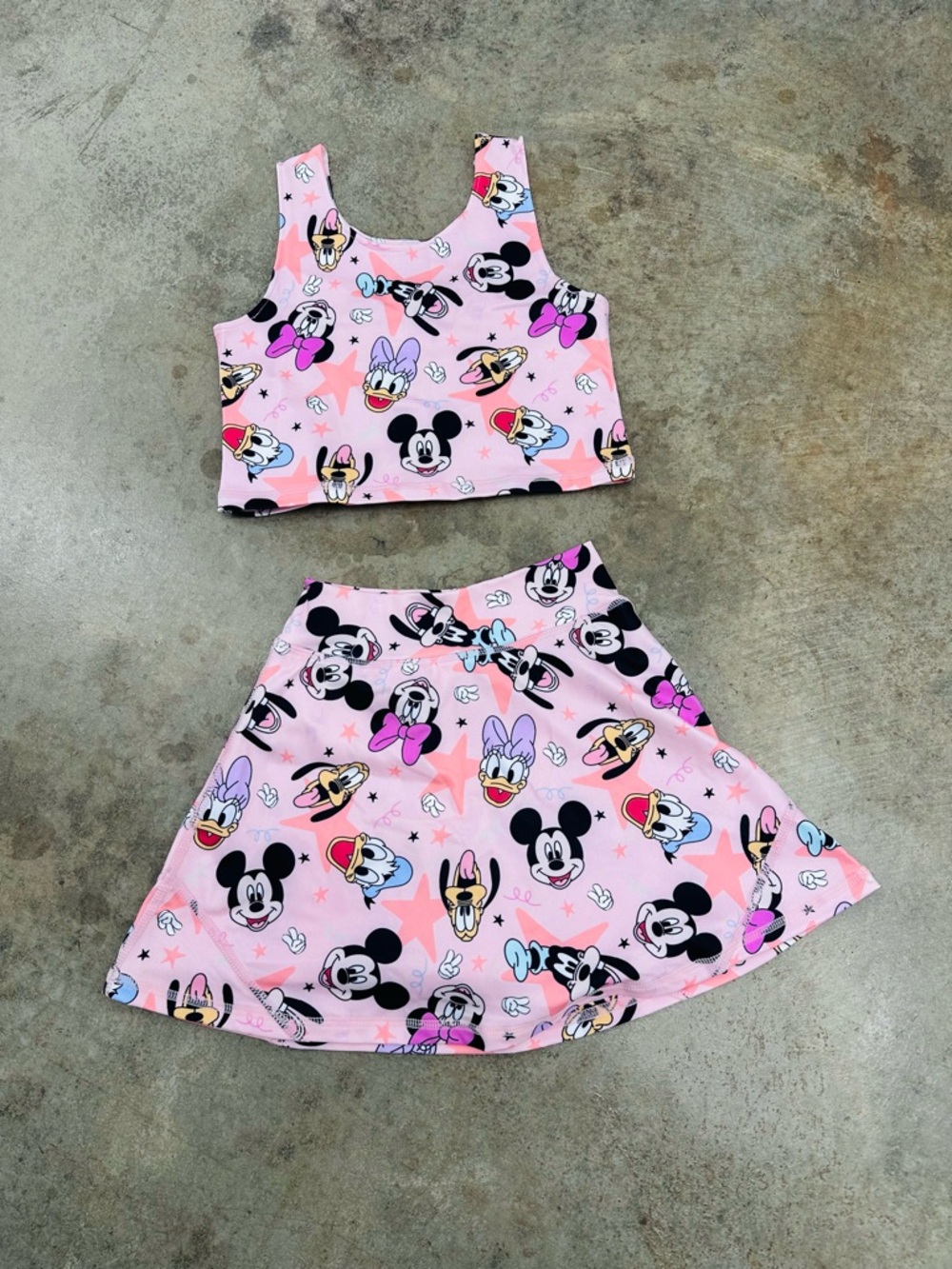 Disney Pink Character Crop Tank & Skirt Set